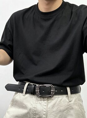 意尔康休闲风时尚潮流街头腰带男女复古潮流金属扣头休闲百搭皮带