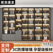 Bookcase with glass door living-room home anti-dust display cabinet Light Lavish Free Combined Bookcase Whole Wall Custom