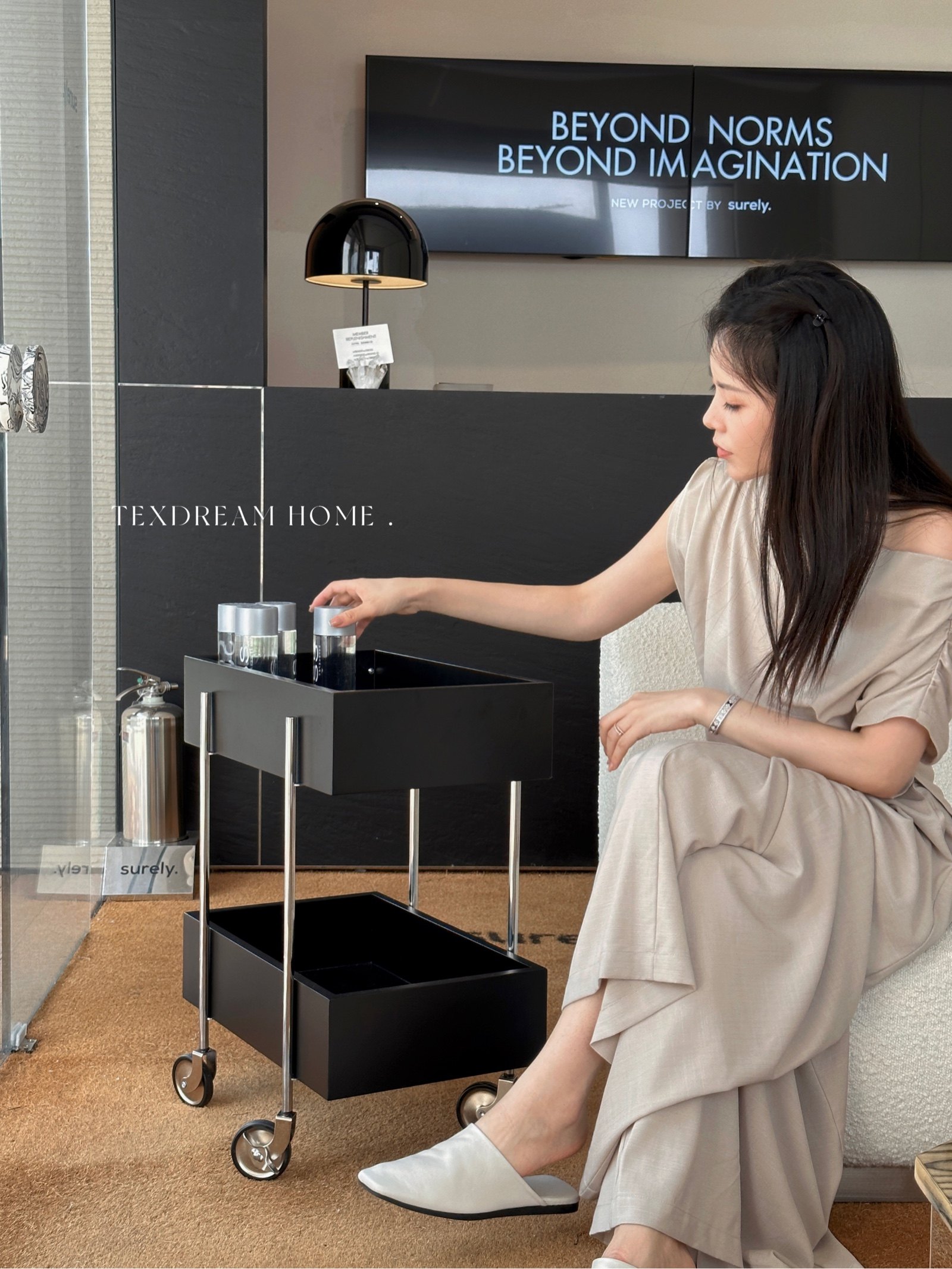 Texdream织梦中古收纳小推车双层简约可移动免安装边几创意收纳柜,淘宝优惠券,粉丝福利购,淘宝优惠卷