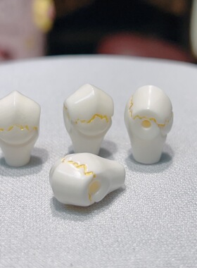 文玩驼骨雕刻碑石背闪电纹三通文玩三通手串搭配配饰项链手持三通