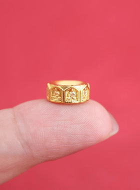 古法工艺黄金色无相佛卡环圆环隔片金刚猴头佛珠编织文玩手串配饰