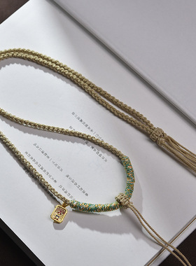 藏式手工编绳手搓棉绳男女通用可调节挂绳唐卡手工编织藏式吊坠绳