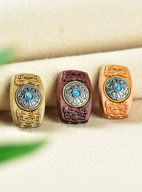 紫檀六字真言转盘绿檀檀香木雕工艺品手把件手串项链diy配件吊坠