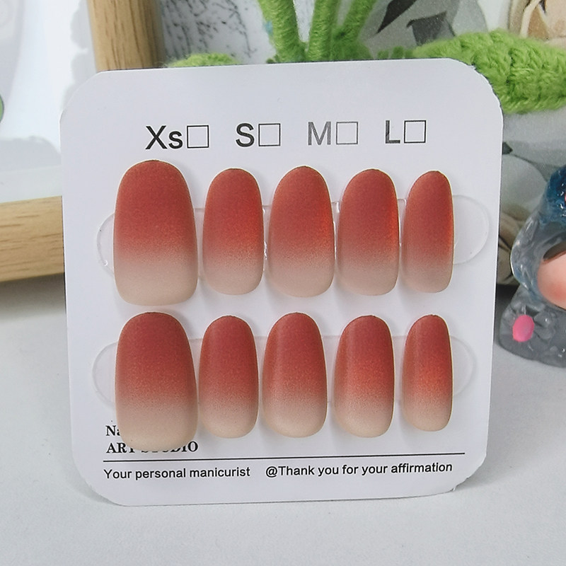 渐变红色磨砂穿戴甲短款椭圆美甲贴片显白气质假指甲贴片2026新款,淘宝优惠券,粉丝福利购,淘宝优惠卷