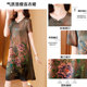 Middle-aged and elderly mothers in summer silk mulberry silk dress