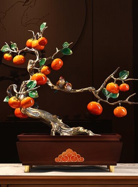 速发铜柿柿如意柿子家气摆居装饰品办公室高端大件上档次乔迁新居