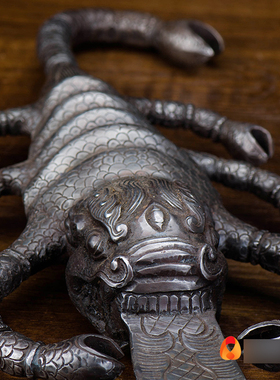 速发工艺礼尔摆饰尼泊品手工做头铁九旧铜像室内蝎子摆件