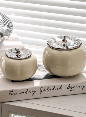 速发风事如如意手工陶几玄关客厅茶瓷摆件柿柿事意乔迁新居礼品