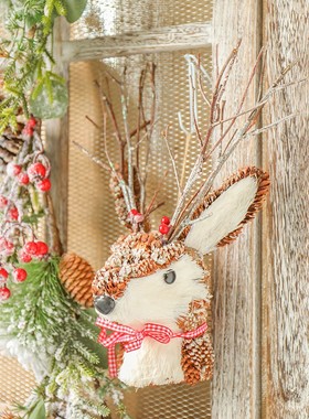 速发木设麋鹿摆质装饰摆件饰圣场景品诞节日奶茶店铺厨窗陈列用品