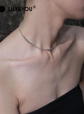 设计感球球造型925银锁骨链