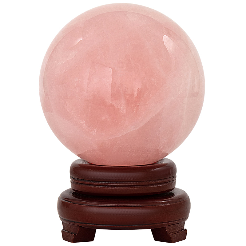 天然粉水晶球摆件招桃花女房间床头柜粉晶原石女生卧室装饰品粉色-图3