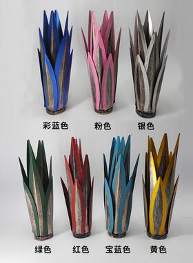 新品12植片龙舌兰创后意铁艺装饰物摆件户外植花龙舌兰园庭院装饰