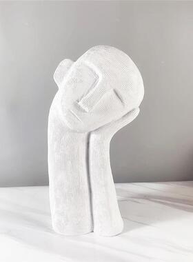 现3266代简极约欧式简色托腮人像摆件雕塑样软板房售楼处装饰品摆