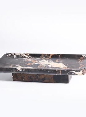 新中件式仿大盘理石托居客厅茶几家桌面收纳摆实GEP用点心盘果盘