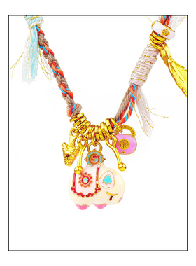 弗弗西FFX小象珐琅古法手工编织项链粉象复古卡通锁骨链春夏配饰