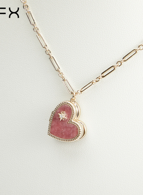 粉红色项链FFX蔷薇石项链女