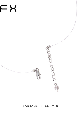 弗弗西FFX极简珍珠吊坠隐形鱼线项链[表白]高级感小众法式锁骨链