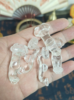 天然白水晶如意小摆件原石人工雕刻化奇门四害休门门迫客厅吉祥物