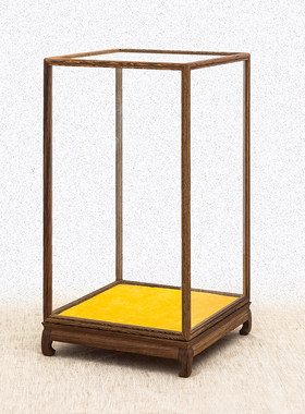 红木玻璃罩鸡翅木宝笼摆件文玩古董观音佛像透明防尘罩展示盒定制