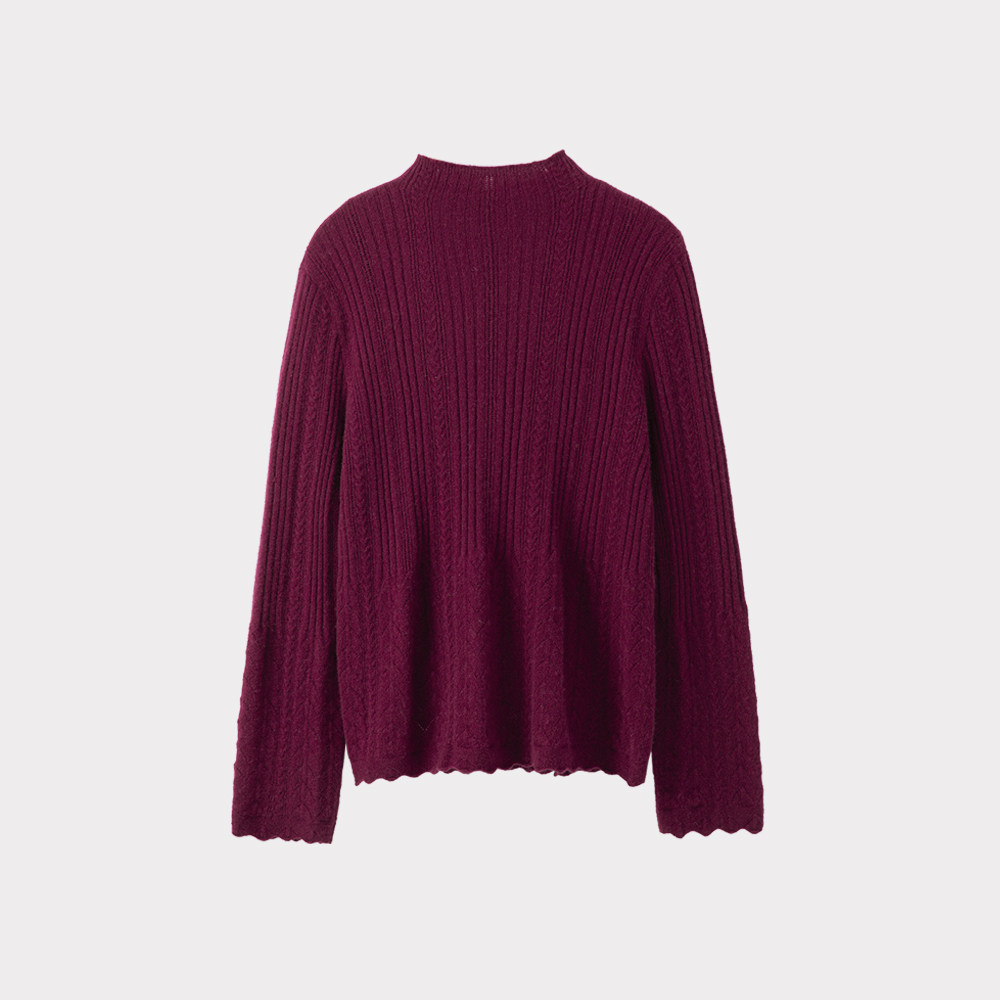 设计控~收腰伞摆！绞花100%山羊绒衫女半高领纯羊绒毛衣套头厚冬,淘宝优惠券,粉丝福利购,淘宝优惠卷