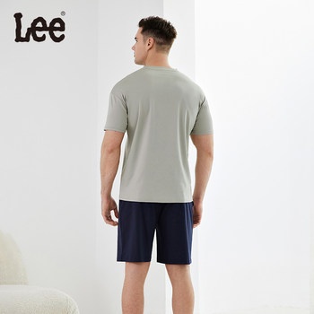 Lee pajamas men's summer homewear set, ສະດວກສະບາຍ, ງ່າຍດາຍ, ສູງ, ຊຸດສອງສິ້ນເຢັນ, ເສື້ອຍືດແຂນສັ້ນ, ພາກບາງ.