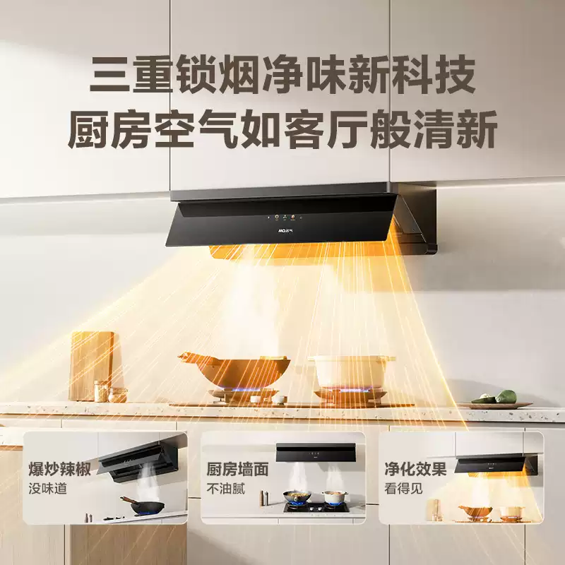新品名气抽油烟机星河F11烟灶套装变频大吸力顶侧一体一级能效 - 图0