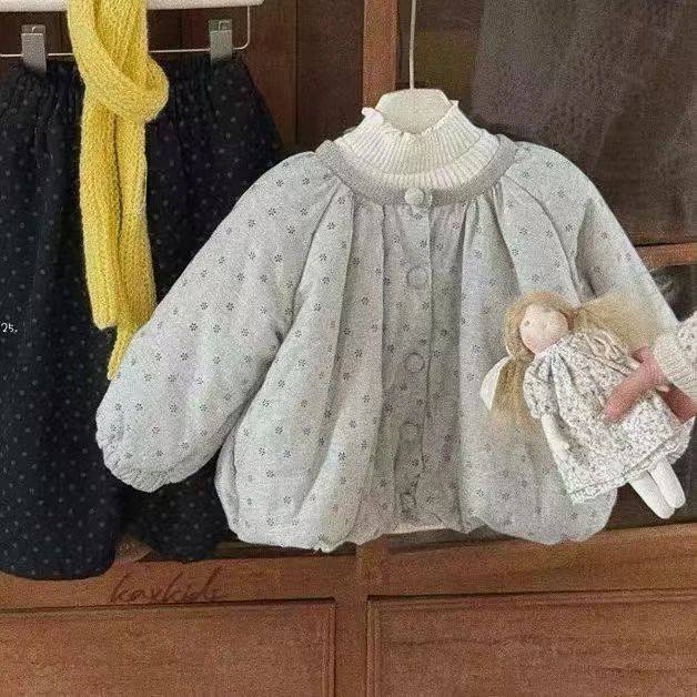 2026韩版女童碎花洋气加厚保暖棉服秋冬季新款圆领夹棉外套时尚,淘宝优惠券,粉丝福利购,淘宝优惠卷