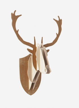 法国Moustache Roedeer/Deer/Moose trophy 木板驼鹿墙壁挂饰6种