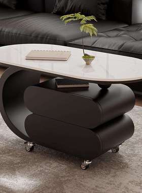 茶几简约高级感意式现代小户型可移动推车家用客厅边几移动茶几