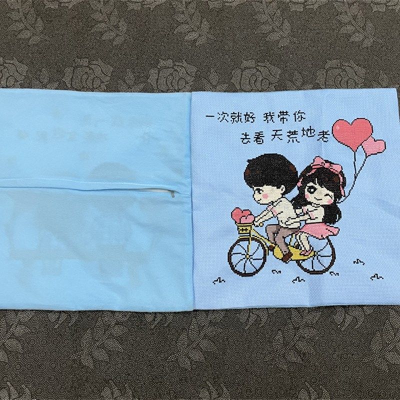 纯手工十字绣成品抱枕套靠枕汽车枕头温馨爱情单车情侣抱枕幸福,淘宝优惠券,粉丝福利购,淘宝优惠卷