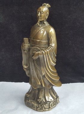 纯铜范蠡铜像兴商文财神陶朱公站像商圣佛像家居客厅装饰品礼品