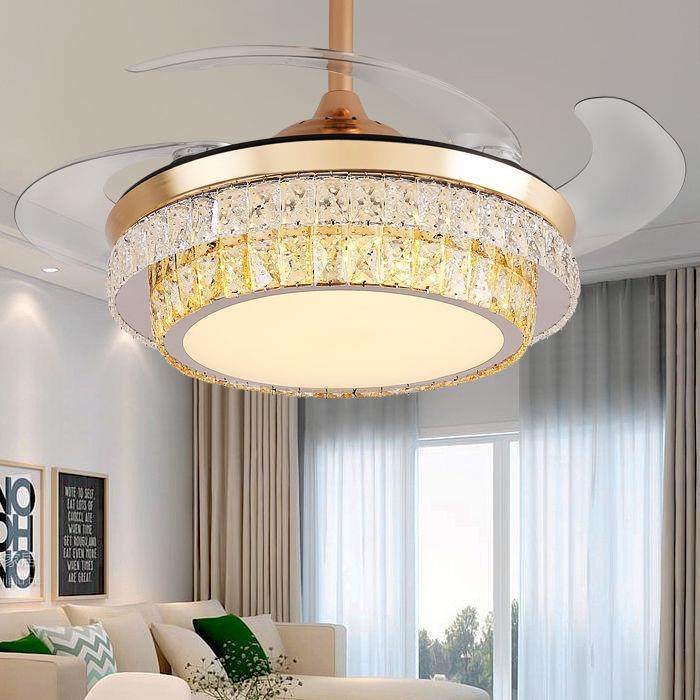 无品牌/高水晶风扇灯客厅餐厅隐吊扇简灯卧室变频静音端现代约LE,淘宝优惠券,粉丝福利购,淘宝优惠卷