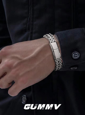 男生潮流钛钢叠戴古巴手链