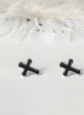 十字架耳环男小众轻奢简约耳饰