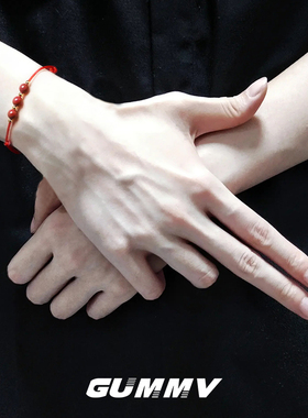 天然朱砂可调节红绳珠子