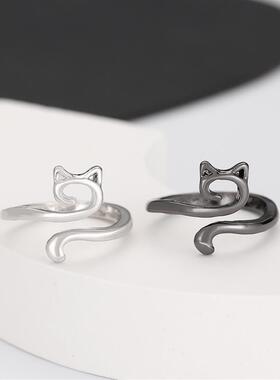 Opening Adjustable Fashion Animal Cat Ring Jewelry欧美猫戒指