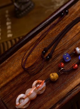 藏式手编绳纯手工打磨天珠饰品