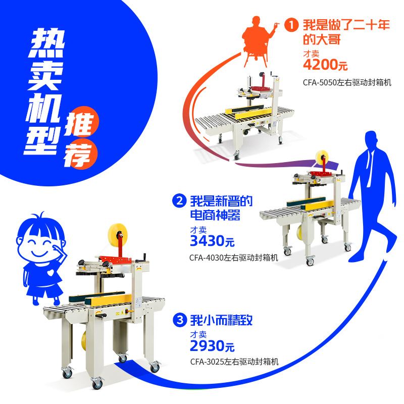 电商快递大小纸箱打包机胶纸胶带打包封箱包装机一字型自动封箱机 - 图1