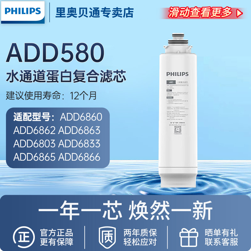 飞利浦净饮机滤芯ADD580净水器复合滤芯适用ADD6866/ADD6890-图1