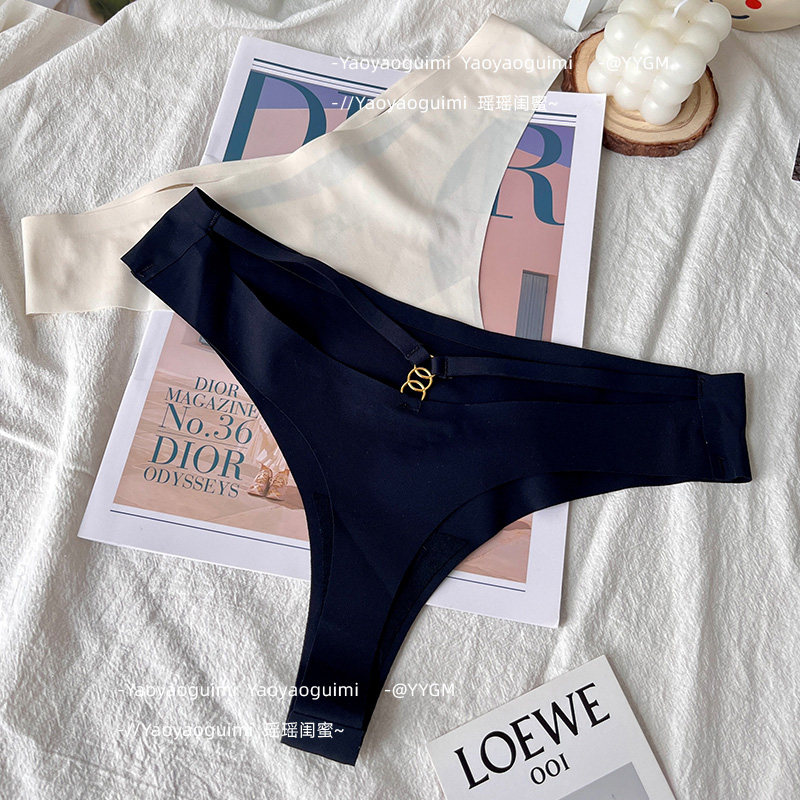 瑶瑶闺蜜新款性感简约低腰冰丝无痕丁字裤女运动一片式女生内内裤 - 图3