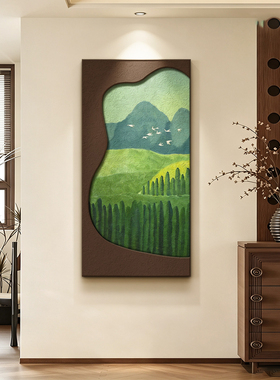 法式中古风入户玄关日照金山装饰画走廊过道立体肌理感挂画山水画