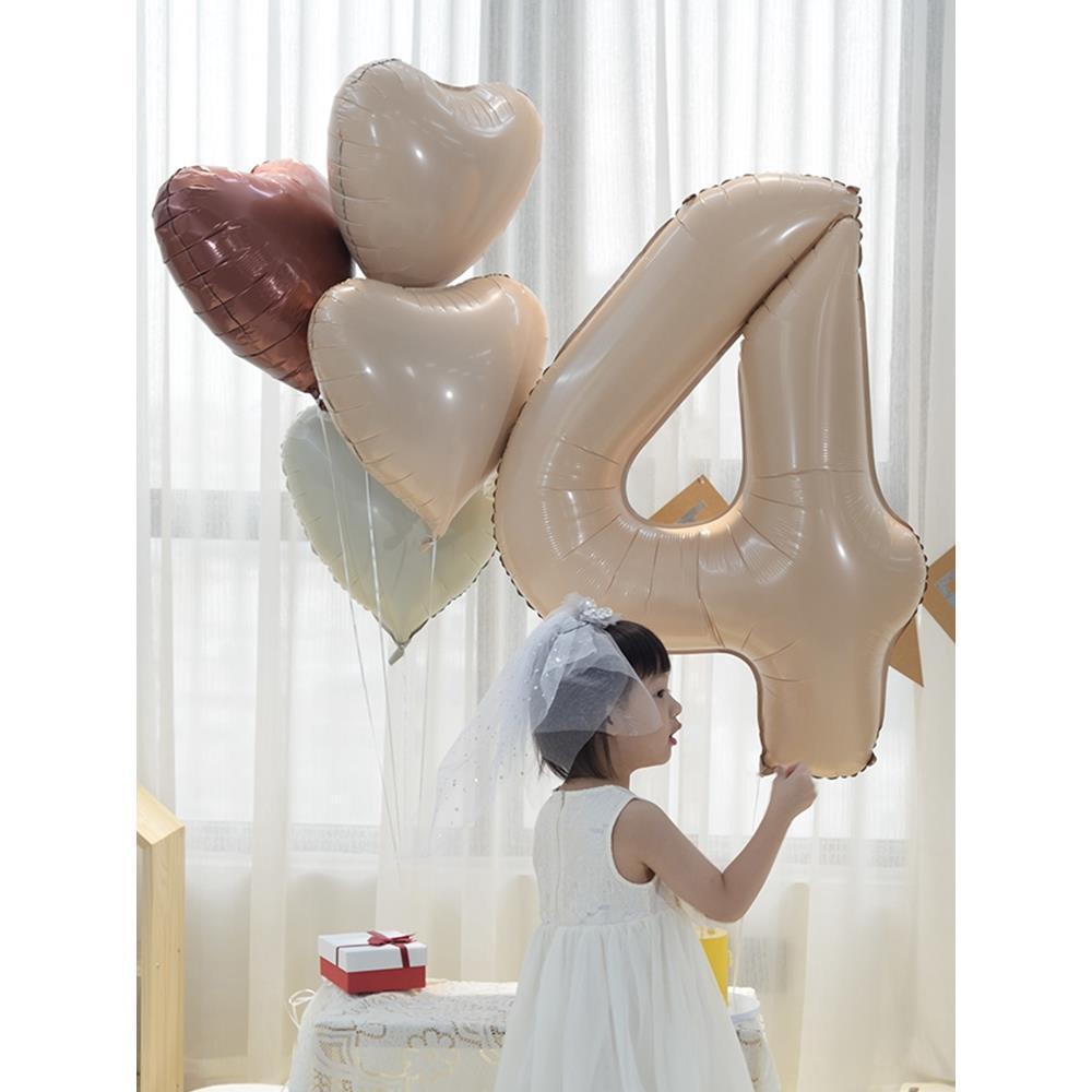 40寸奶油焦糖色铝膜大数字气球儿童周岁生日派对拍照场景布置装饰 - 图2
