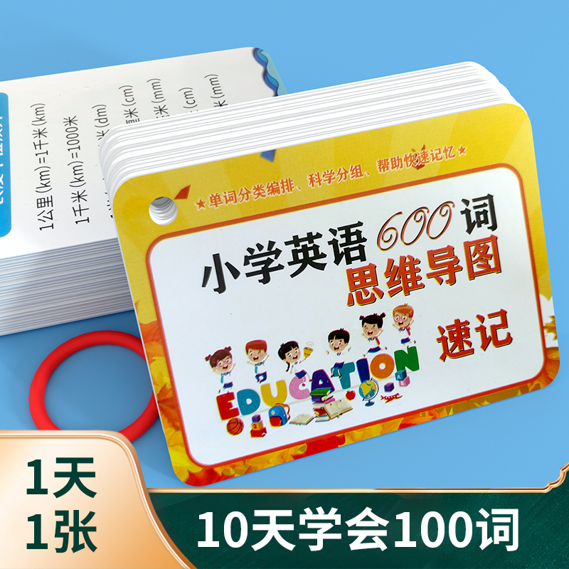 小学英语词汇思维导图英语词根词缀快速记忆600单词卡片闪手卡 - 图0