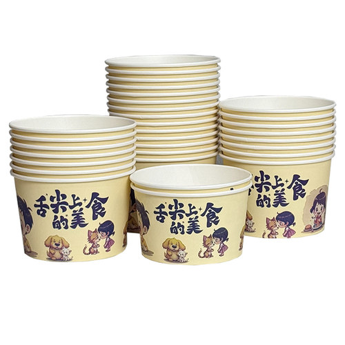 一次性纸碗打包碗食品级家用碗筷套装加厚饭碗商用外卖餐盒整箱批 - 图3