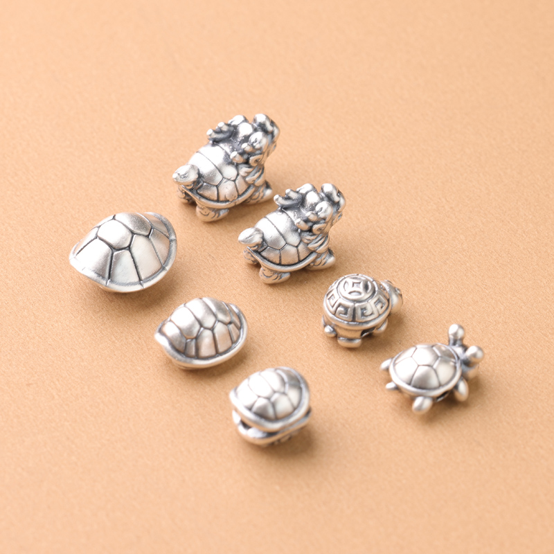 s999足银纯银 富甲天下龙龟配件隔珠diy手工串珠编织手链项链 - 图1