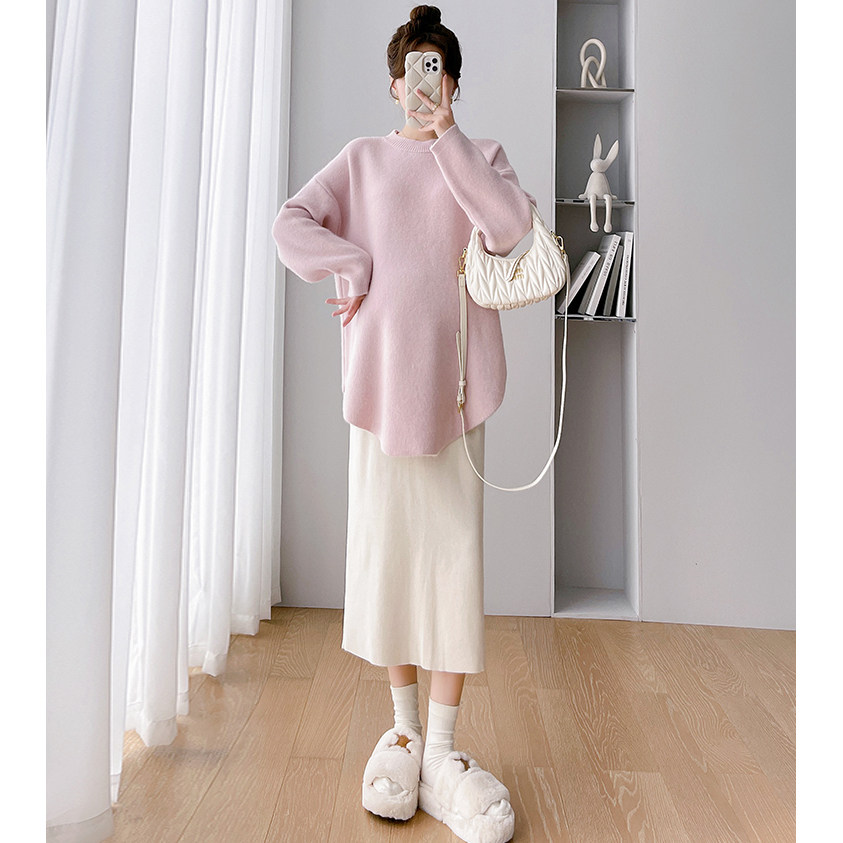 孕妇连衣裙套装洋气粉色毛衣外套针织打底内搭两件套2026新款秋冬,淘宝优惠券,粉丝福利购,淘宝优惠卷