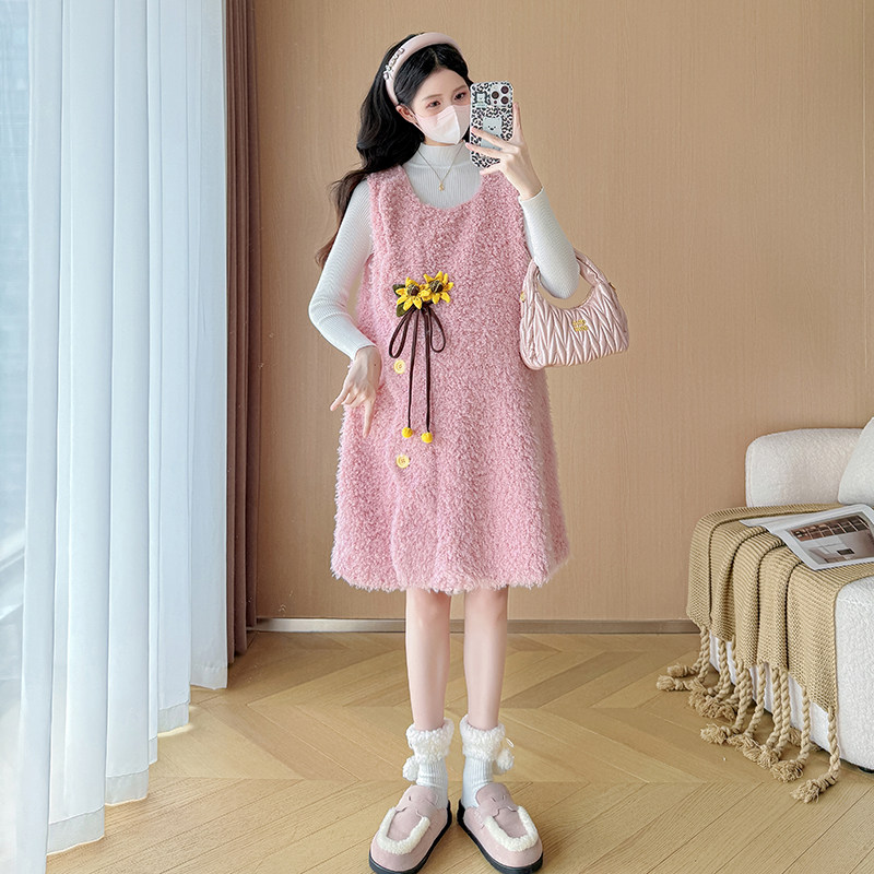 孕妇连衣裙套装秋冬2026新款小个子毛呢甜美背心裙中长款两件套女,淘宝优惠券,粉丝福利购,淘宝优惠卷