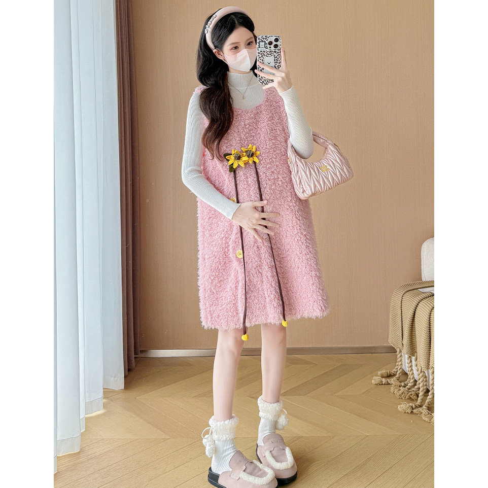 孕妇连衣裙套装秋冬2026新款小个子毛呢甜美背心裙中长款两件套女,淘宝优惠券,粉丝福利购,淘宝优惠卷