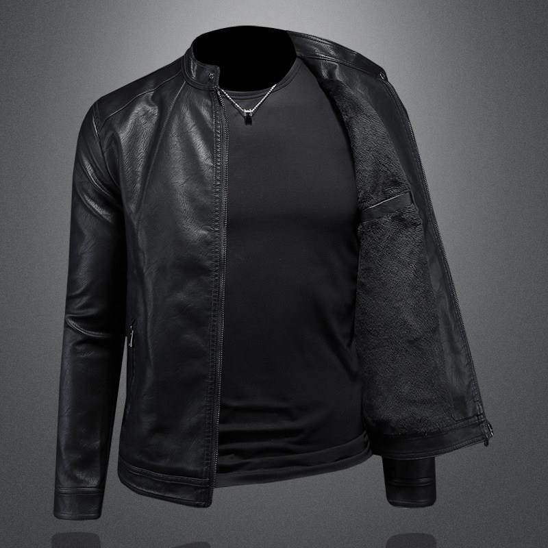 MAGICAL KUDOS秋冬季新款设计男加绒皮衣外套机车修身皮夹克立领,淘宝优惠券,粉丝福利购,淘宝优惠卷