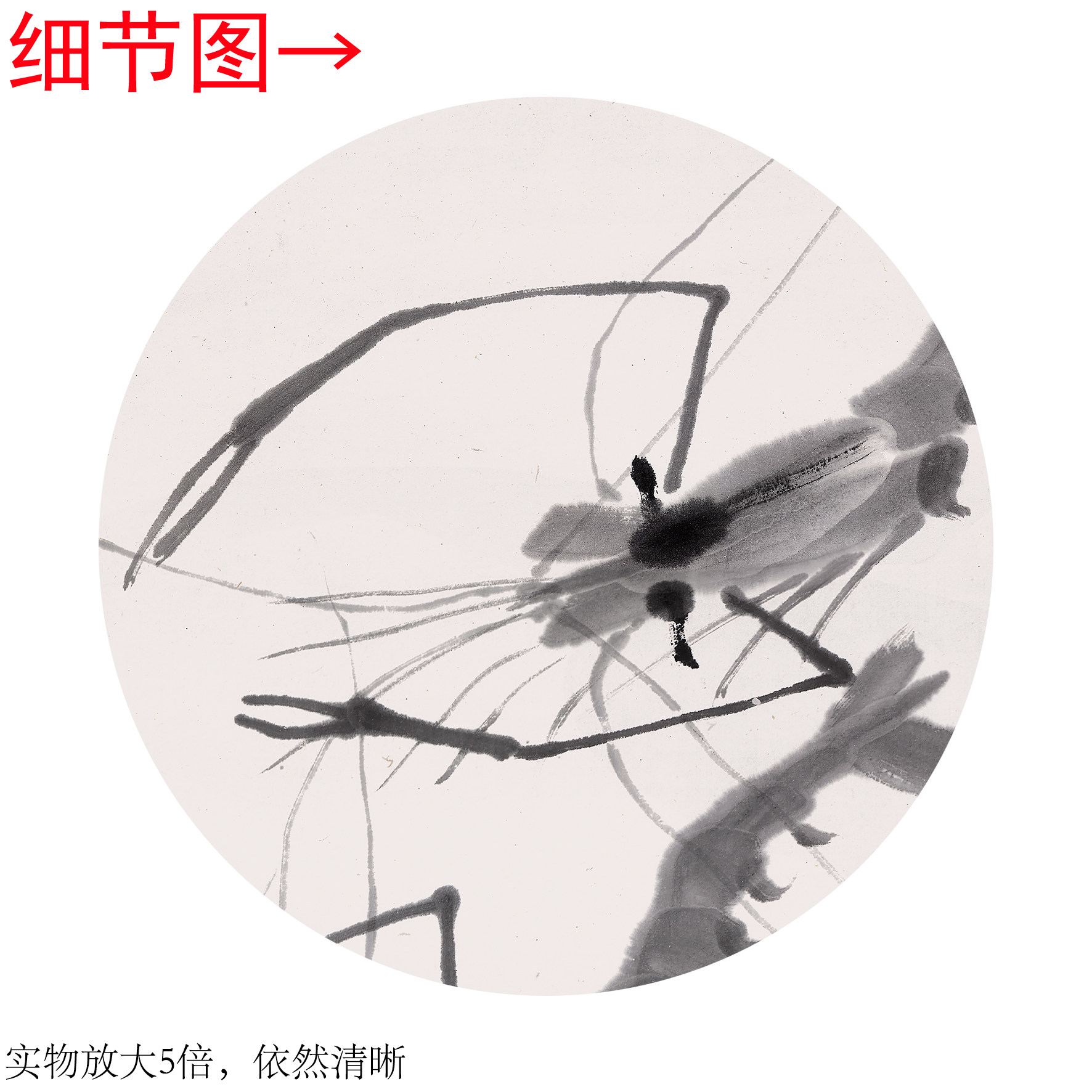 四条墨虾図　斉白石風　掛け軸　水墨画　客間・玄関装飾　国画　146×35cm 四条墨虾図 斉白石風 掛け軸 水墨画 客間・玄関装飾 国画 146×35cm